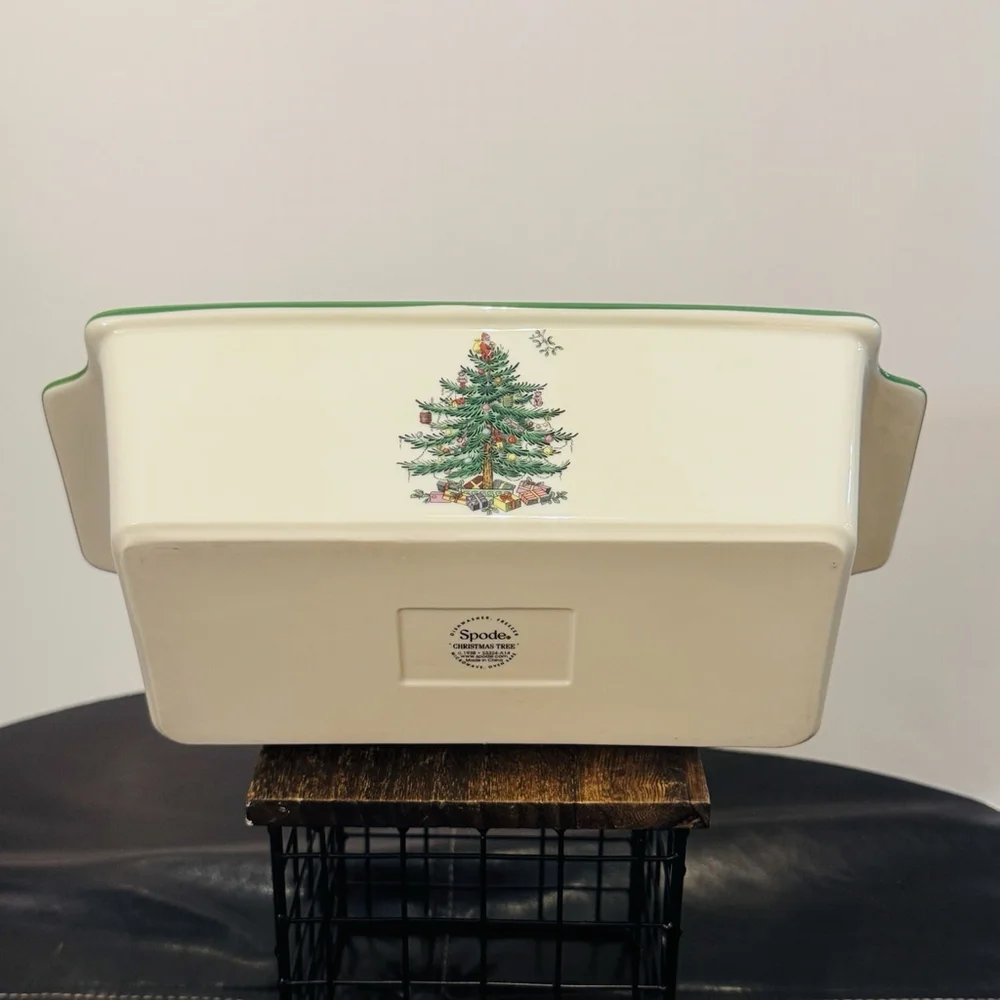 Spode Christmas Tree Loaf Pan 11.75”x5.5” Baking Dish with Christmas Tree Motif